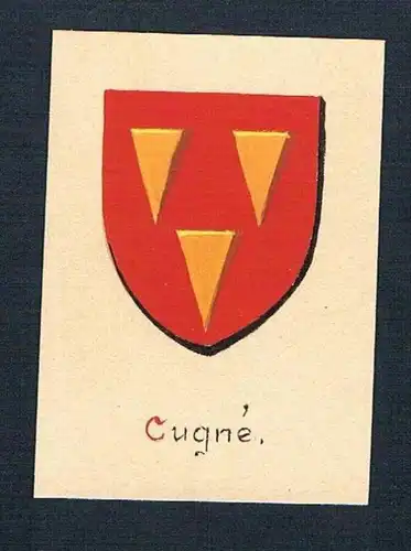 19. / 20. Jh. - Cugné Blason Aquarelle Wappen coat of arms Heraldik