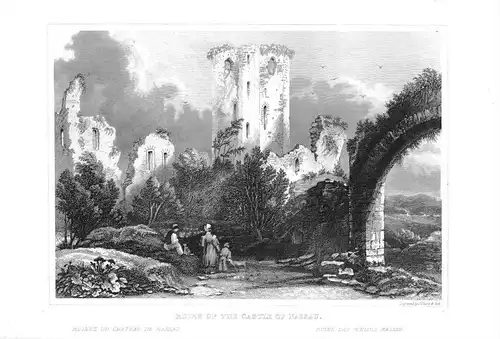 Burg Nassau Ruinen Lahn  engraving Original