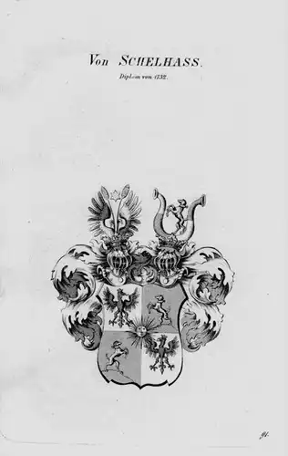 Von Schelhass Wappen Adel coat of arms heraldry Heraldik Kupferstich