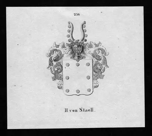 Staell Wappen Adel coat of arms heraldry Heraldik Lithographie