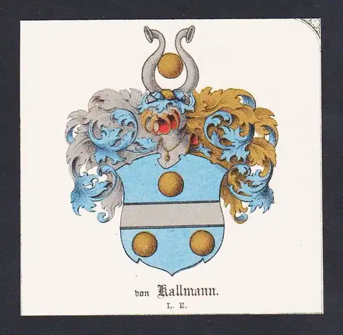 . von Kallmann Wappen Heraldik coat of arms heraldry Litho