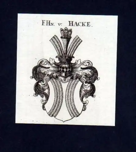 Freiherren v. Hacke Heraldik Kupferstich Wappen