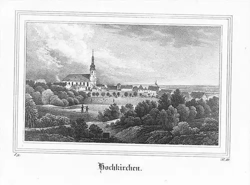 Hochkirchen Gesamtansicht Kirche Sachsen Original Lithographie Litho