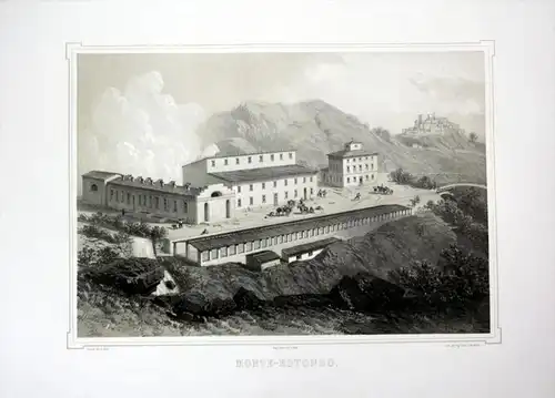 Monte Rotondo - Monterotondo Toskana Tuscany Ansicht veduta Lithographie Litho