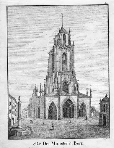 Bern Münster Schweiz Original Lithographie litho lithograph