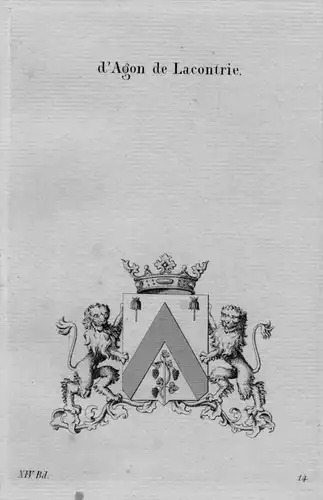 d'Agon Laconrie Wappen Adel coat of arms heraldry Haraldik Kupferstich