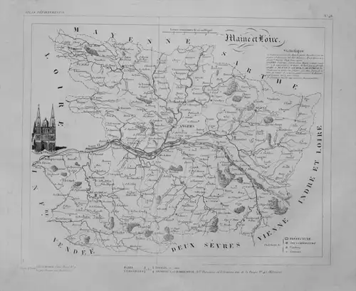 Departement Maine et Loire carte gravure Kupferstich Karte map France