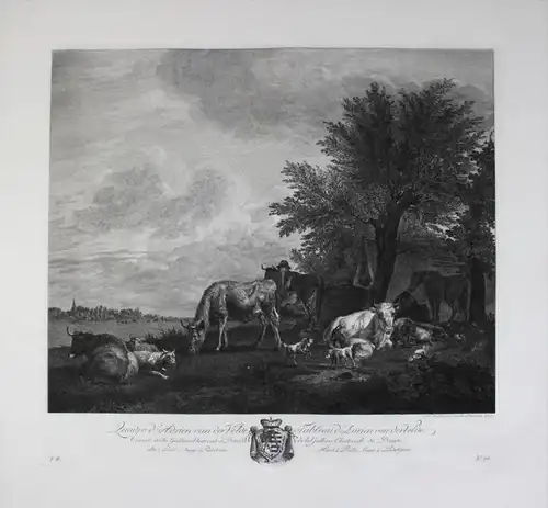 Adriaen van de Velde / Heinrich Friedrich Laurin Kupferstich etching Kühe