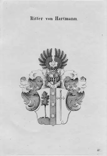 Hartmann Ritter Wappen Adel coat of arms heraldry Heraldik Kupferstich