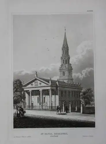 St. Paul's Chapel Broadway New York USA engraving gravure