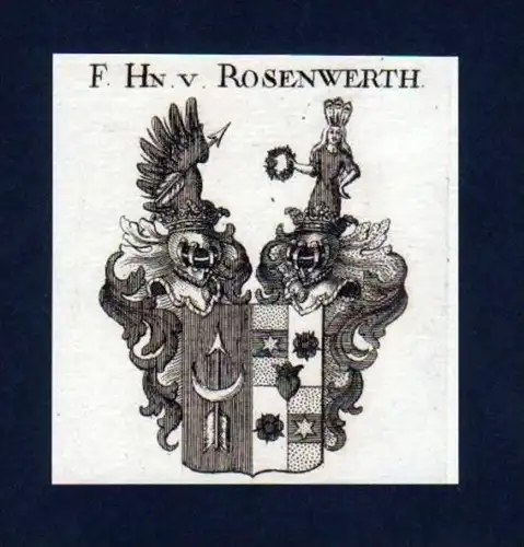 Freiherren v. Rosenwerth Rosenwert Kupfer Wappen