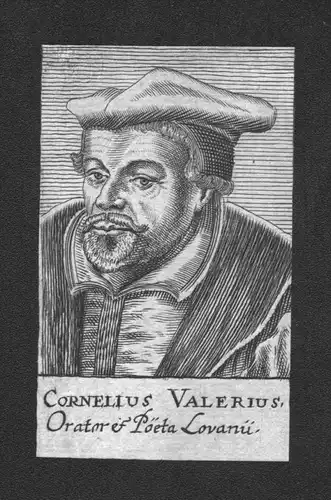 Cornelius Valerius poet Professor Löwen Holland Kupferstich Portrait