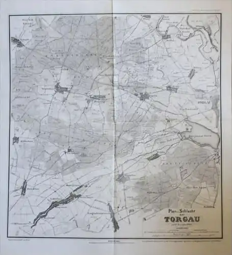 Plan zur Schlacht bei Torgau - Torgau Schlacht v. 1760 Militär-Karte