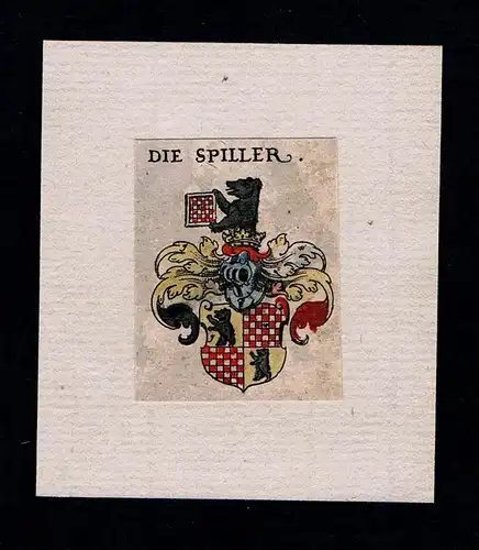 . - Spiller Spiler Wappen Adel coat of arms heraldry Heraldik Kupferstich