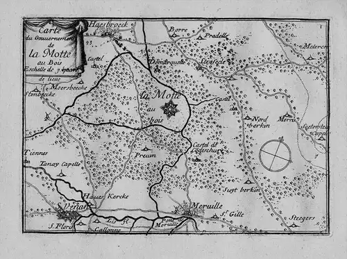 La motte Saint-Venant Merville -  Karte map gravure