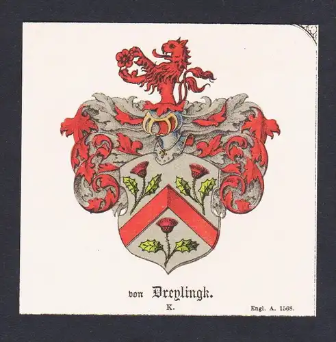 . von Dreylingk Wappen Heraldik coat of arms heraldry Litho