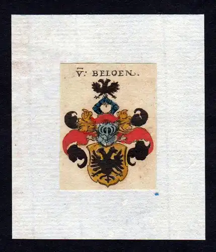 Beloen 17. Jh Wappen coat of arms heraldry Heraldik Kupferstich