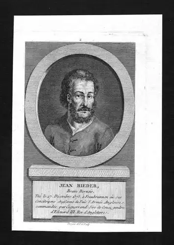 Johann Rieder Schiffmeister Schweiz Suisse Original Kupferstich Portrait
