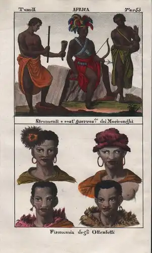 - South Africa Khoikhoi Congo Kongo people costume Lithograph