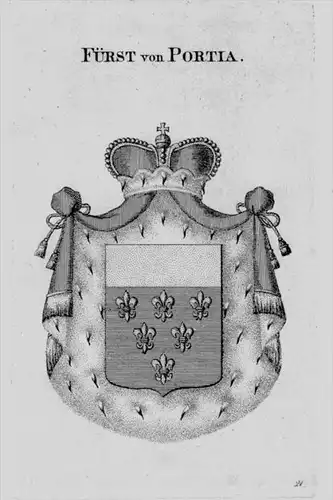 Portia Wappen Adel coat of arms heraldry Heraldik crest Kupferstich