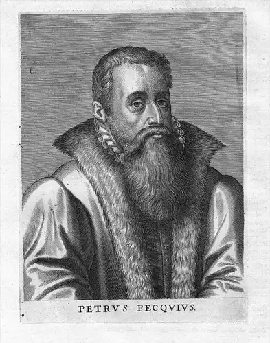 Petrus Peckius Pieter Peck Pecquius (1529-1589) Dutch jurist / Zierikzee Mechelen Leuven Portrait Kupferstich