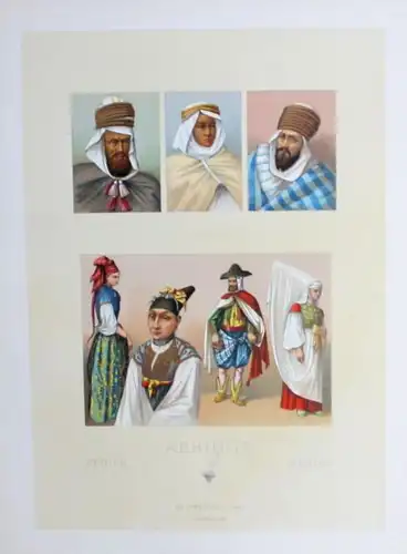 Algerien Algeria Tracht costumes Africa Afrika Lithographie lithograph