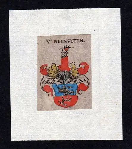 h. Rheinstein Reinstein Wappen coat of arms heraldry Heraldik Kupferstich
