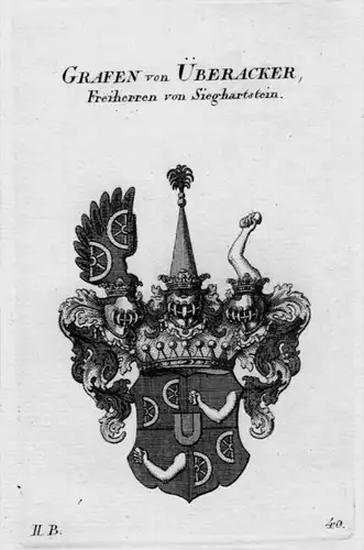 Überacker Sieghartstein Wappen Adel coat of arms Heraldik Kupferstich