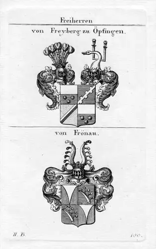 von Freyberg Öpfingen Frönau Wappen Adel heraldry Heraldik Kupferstich