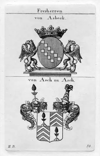 von Asbeck Asch Wappen Adel coat of arms heraldry Heraldik Kupferstich