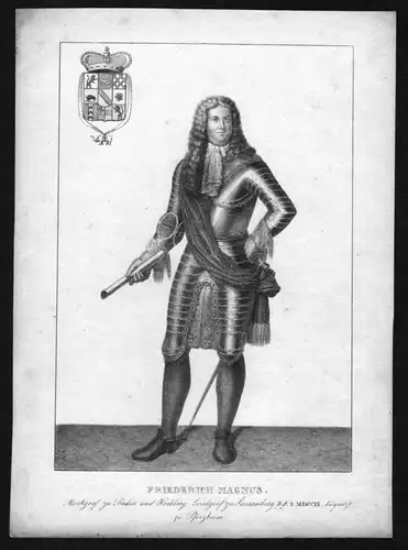 Friedrich VII Magnus v Baden Durlach Lithographie Portrait Ritter