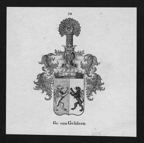 von Geldern Wappen Adel coat of arms heraldry Heraldik Lithographie