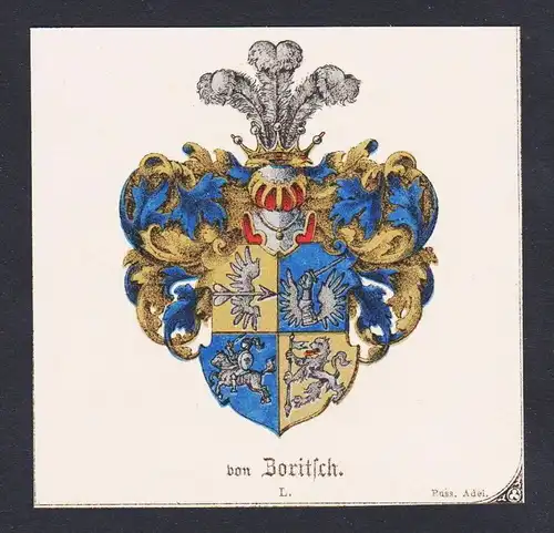 . von Boritsch  Wappen Heraldik coat of arms heraldry Litho