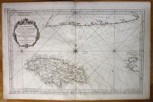 Jamaica island Greater Antilles nautical sea chart map Bellin