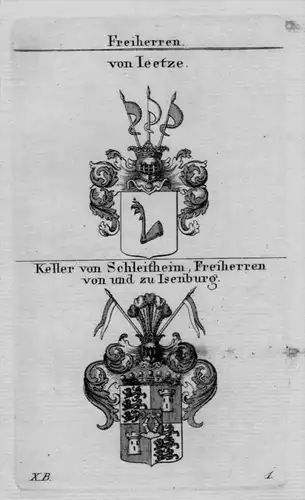 Ieetze Keller Wappen Adel coat of arms heraldry Heraldik Kupferstich