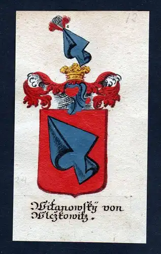 Witanowsky von Wlczkowitz Wlckowic Böhmen Wappen coat of arms Manuskript