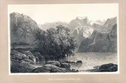 Vierwaldstätter See Original Holzstich Illner wood engraving