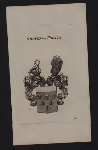 - Grafen von Portia Wappen coat of arms Genealogie Heraldik Kupferstich