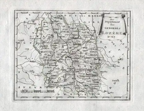 Das Departement des Gebirges Lozere Nr. 767 - Lozere Florac Mende Marvejols Allenc - carte gravure map Karte e