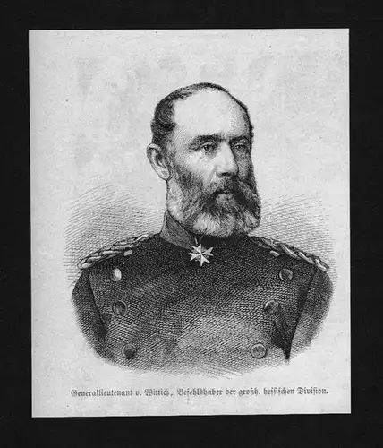 Ludwig von Wittich Offizier General wood engraving Holzstich Portrait