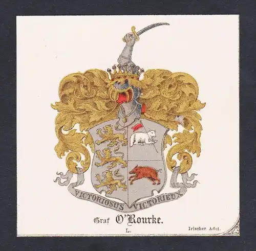 . Graf O Rourke Wappen Heraldik coat of arms heraldry Chromo Lithographie