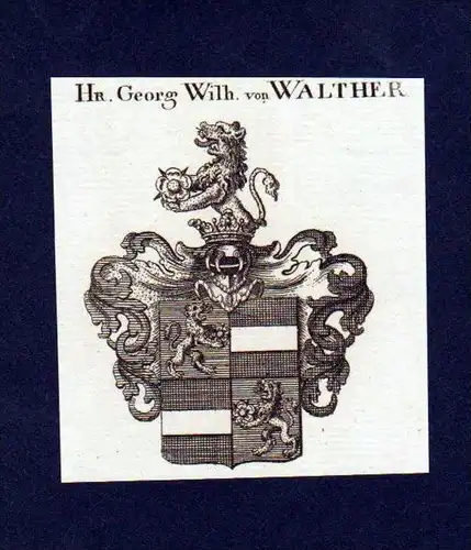 Herren von Walther Original Kupferstich Wappen Heraldik coat of arms