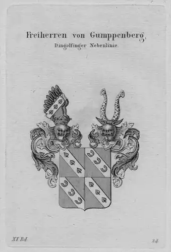 Gumppenberg Wappen Adel coat of arms heraldry Heraldik crest Kupferstich