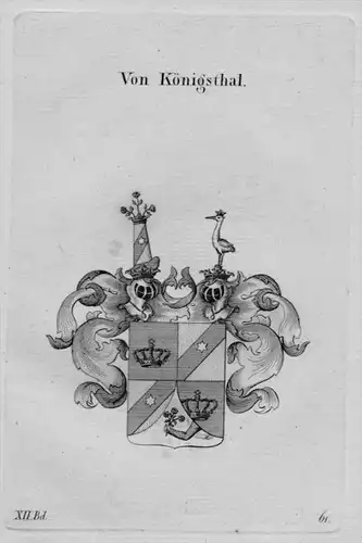 Königsthal  Wappen coat of arms heraldry Heraldik Kupferstich