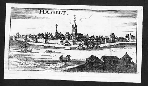 Hasselt Zwartewaterland gravure Holland Nederland Original Kupferstich