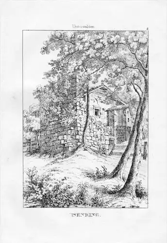 Burg Ruine Isenring Kanton Obwalden Schweiz Lithographie Suisse