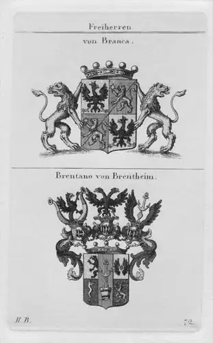 Branca Brentano Brentheim Wappen coat of arms heraldry Heraldik Kupferstich
