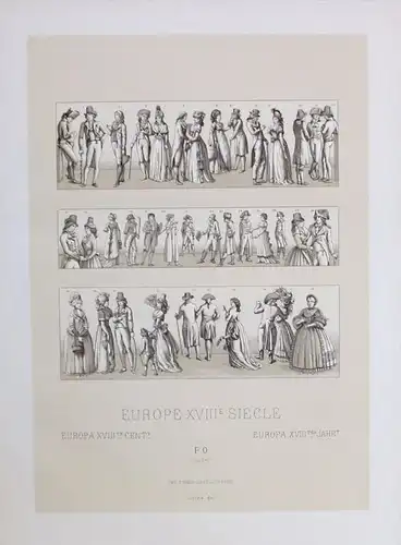 Europe Europa XVIII siecle Trachten costumes Lithographie lithograph