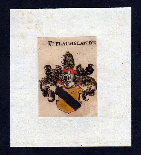 h. Flachsland Flachslandt Wappen coat of arms heraldry Heraldik Kupferstich
