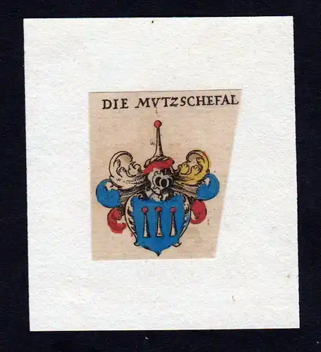 h. Mutzschefal Mützschefal Mützfall Wappen heraldry Heraldik Kupferstich